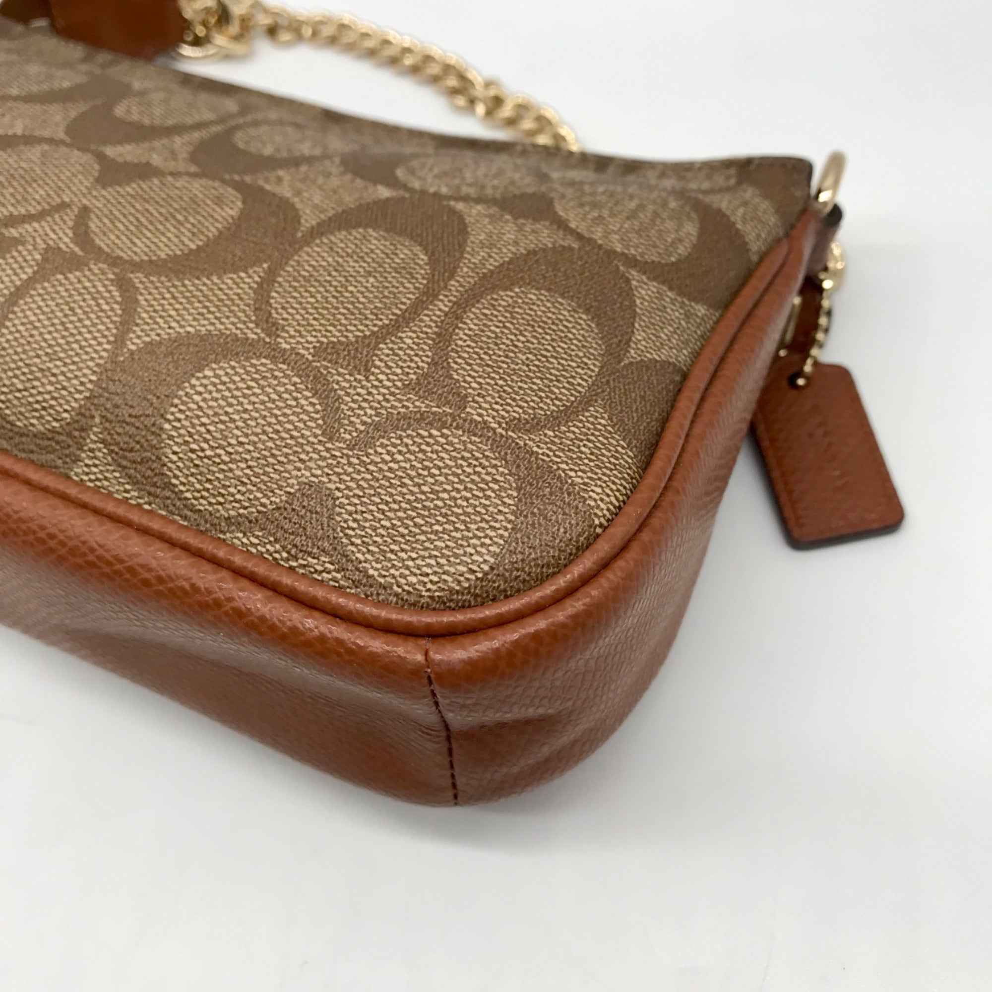 Coach Brown Signature C Monogram Mini Wristlet