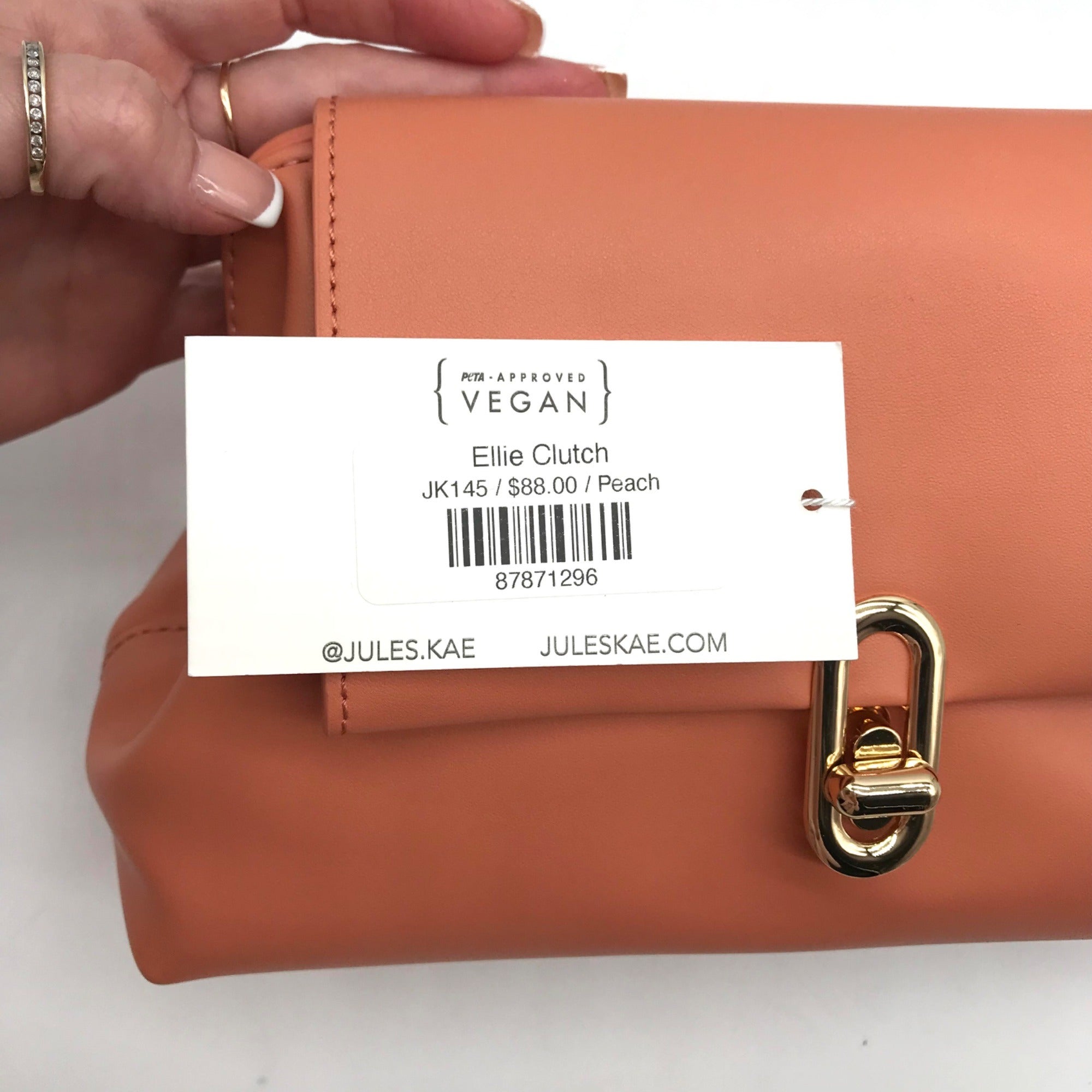Jules Kae Peach Ellie Turn Lock Clutch
