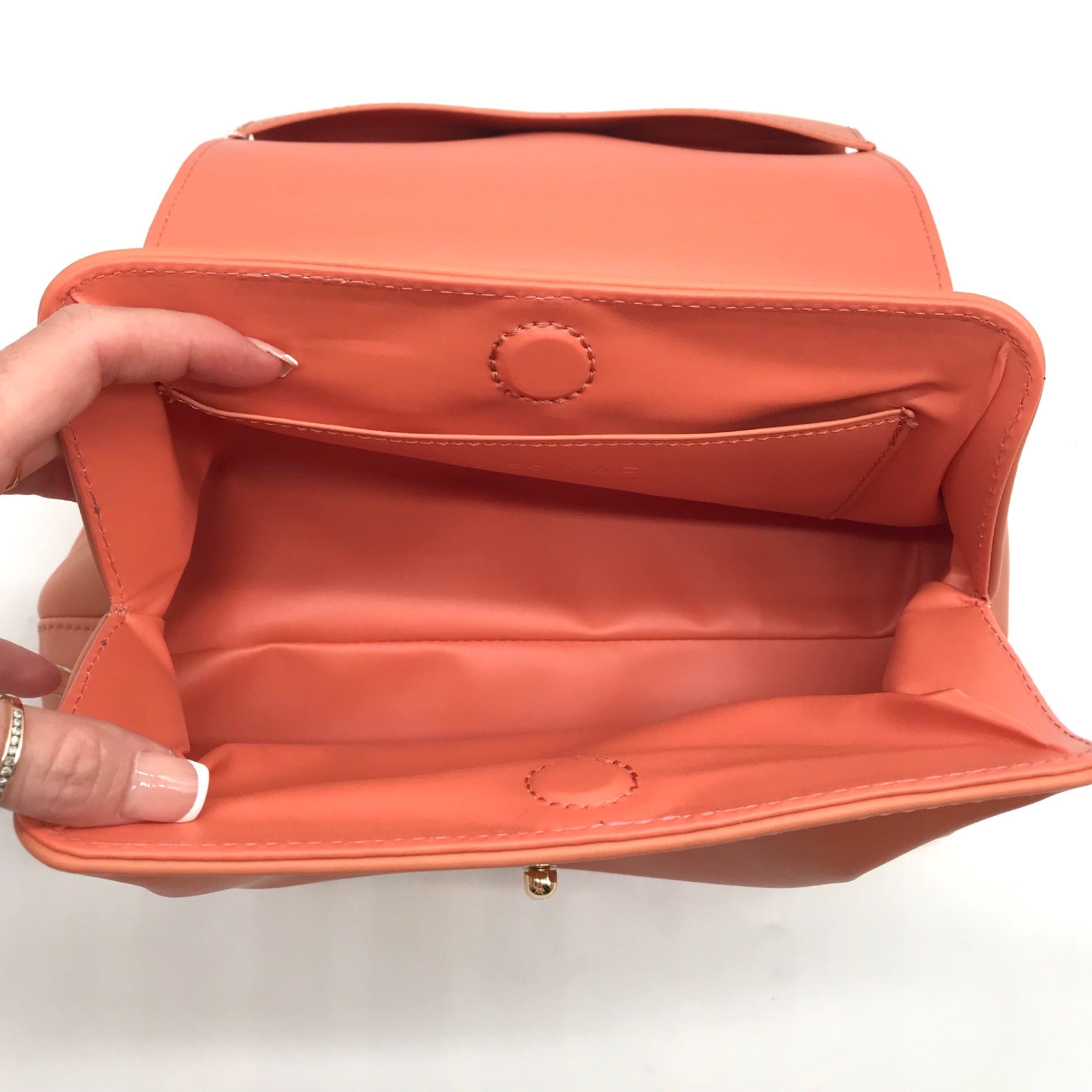 Jules Kae Peach Ellie Turn Lock Clutch
