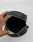 MMS Brands Black Quilted Leather Round Clutch With Chain