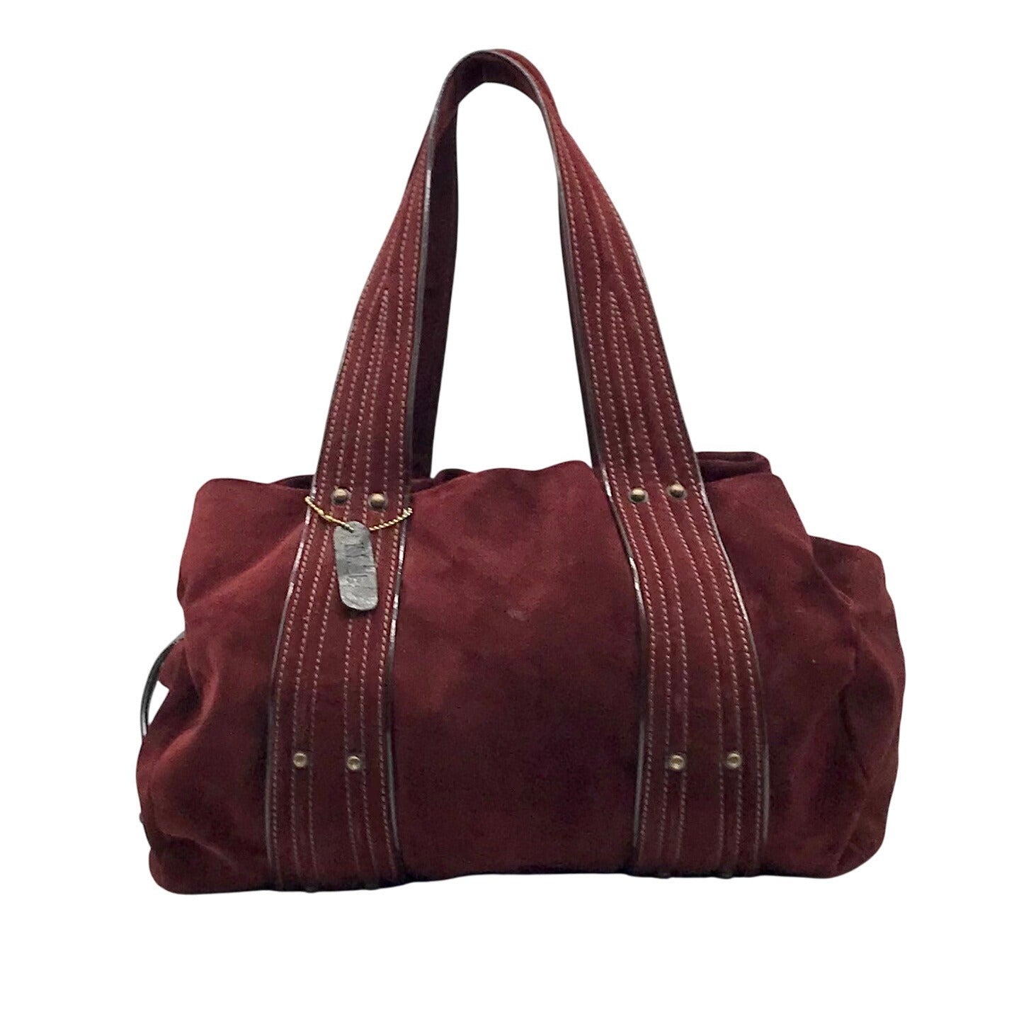 Kale Dark Red Suede Leather Large Shoulder Bag