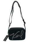Karl Lagerfeld Black Rhinestone Duo Camera Crossbody