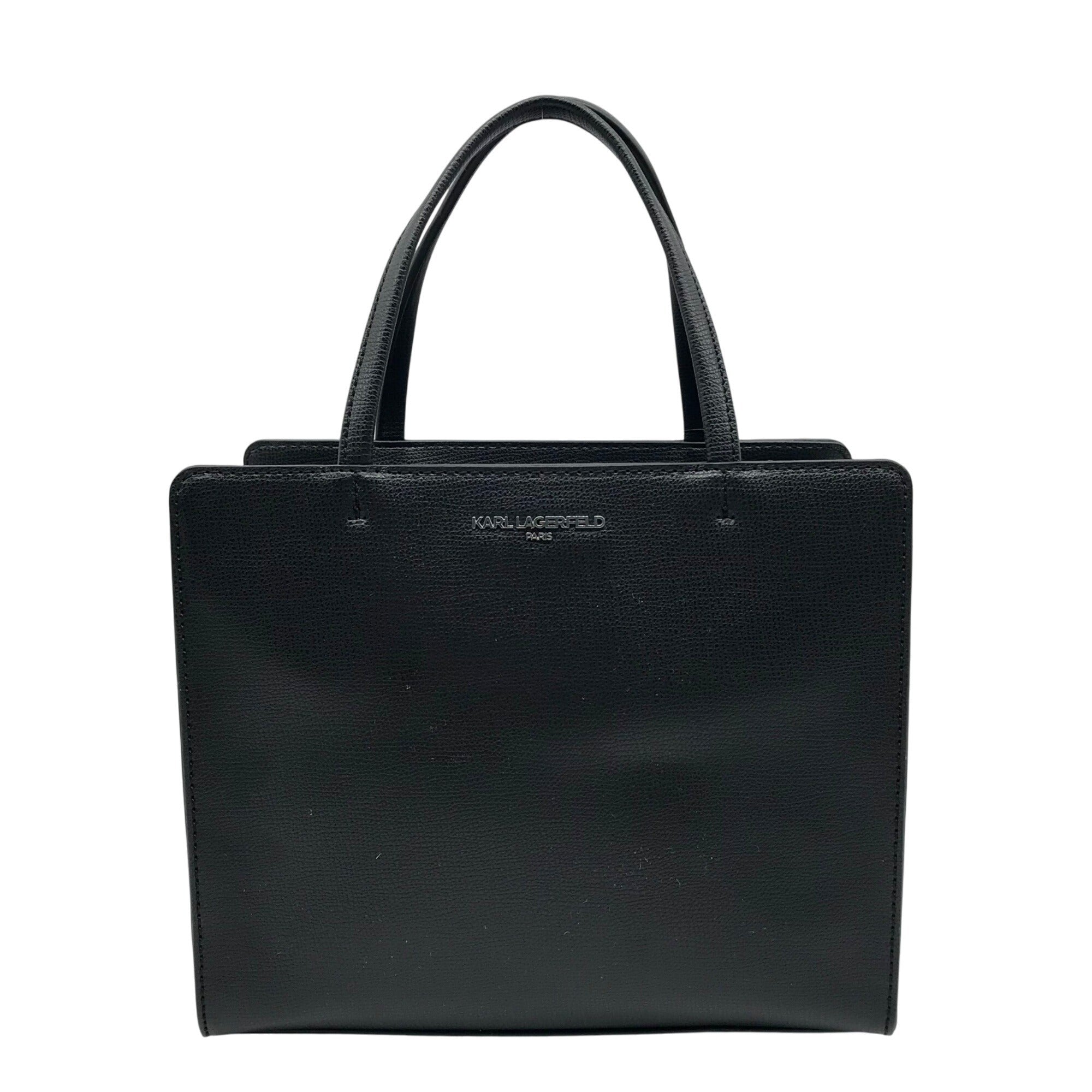 Karl Lagerfield Black Leather Paris Maybelle Convertible Satchel Bag