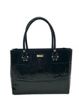 Kate Spade Black Crock-Embossed Patent Leather Shoulder Bag