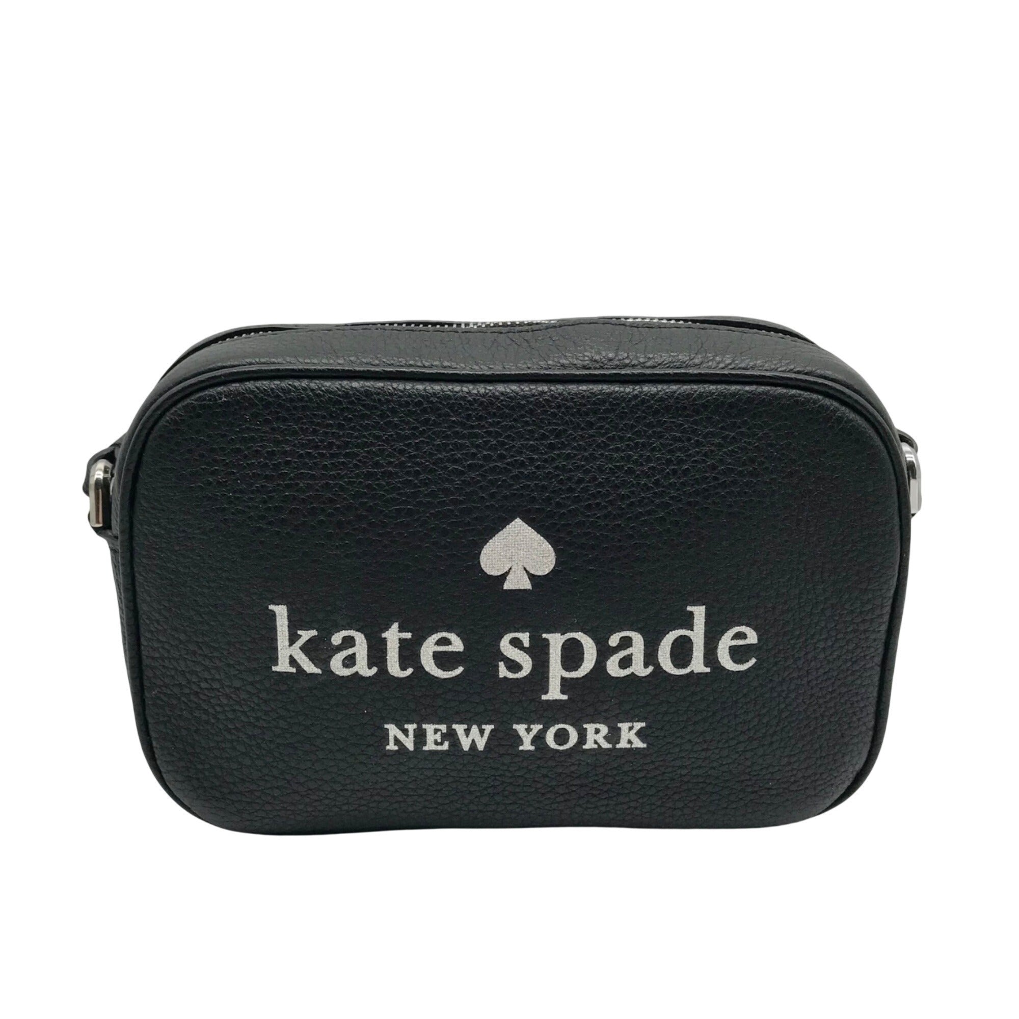Kate Spade Black Leather Glitter On Mini Camera Crossbody Bag