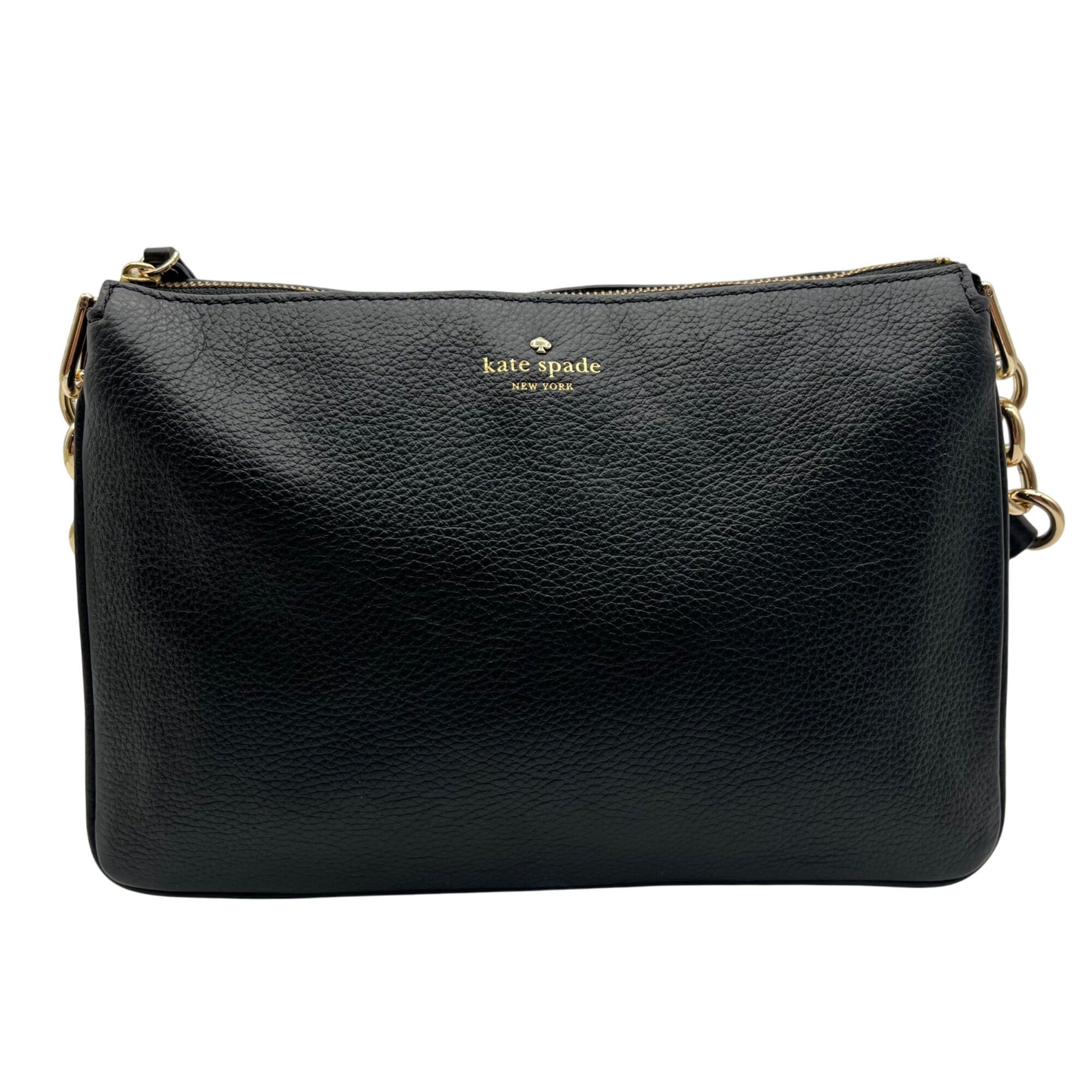 Kate Spade Black Leather Triple Gusset Crossbody Bag