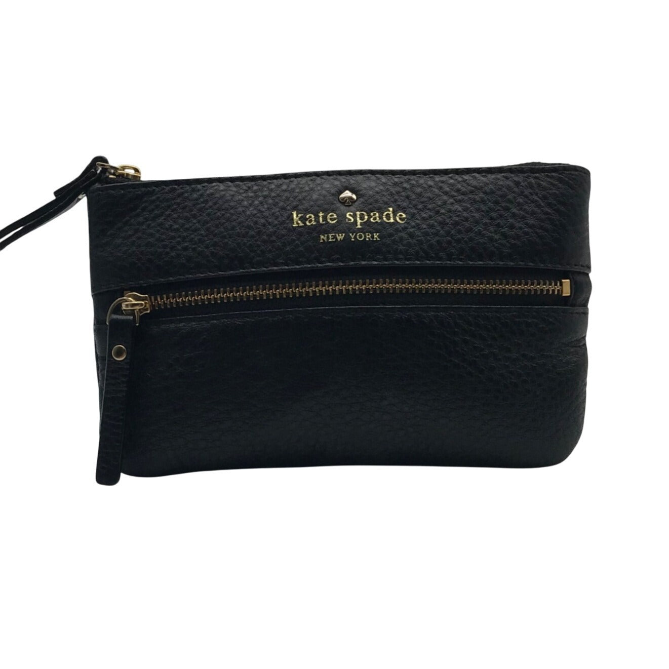 Kate Spade Black Pebbled Leather Cobble Hill Bee Wristlet 