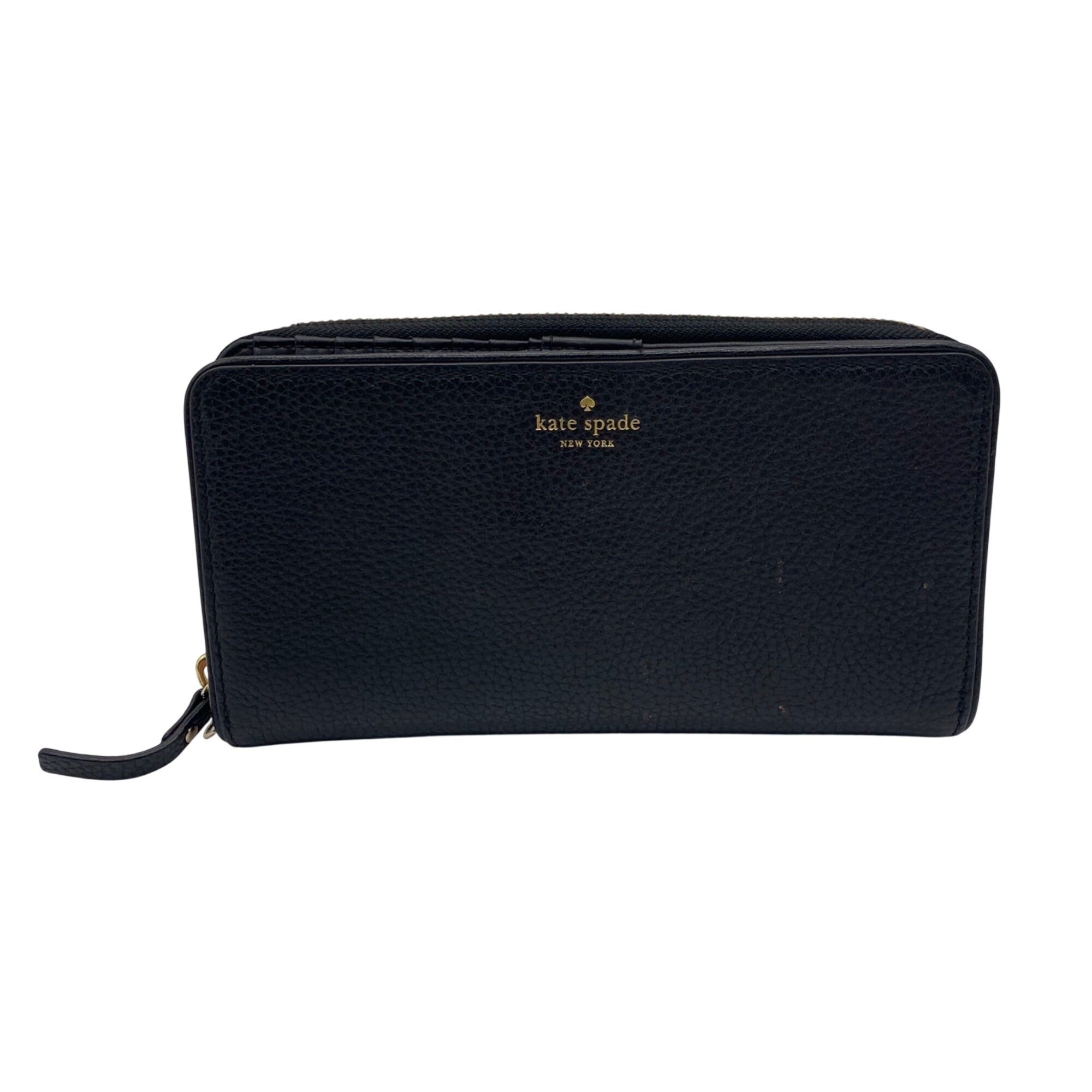 Kate Spade Black Pebbled Leather Continental Wallet 
