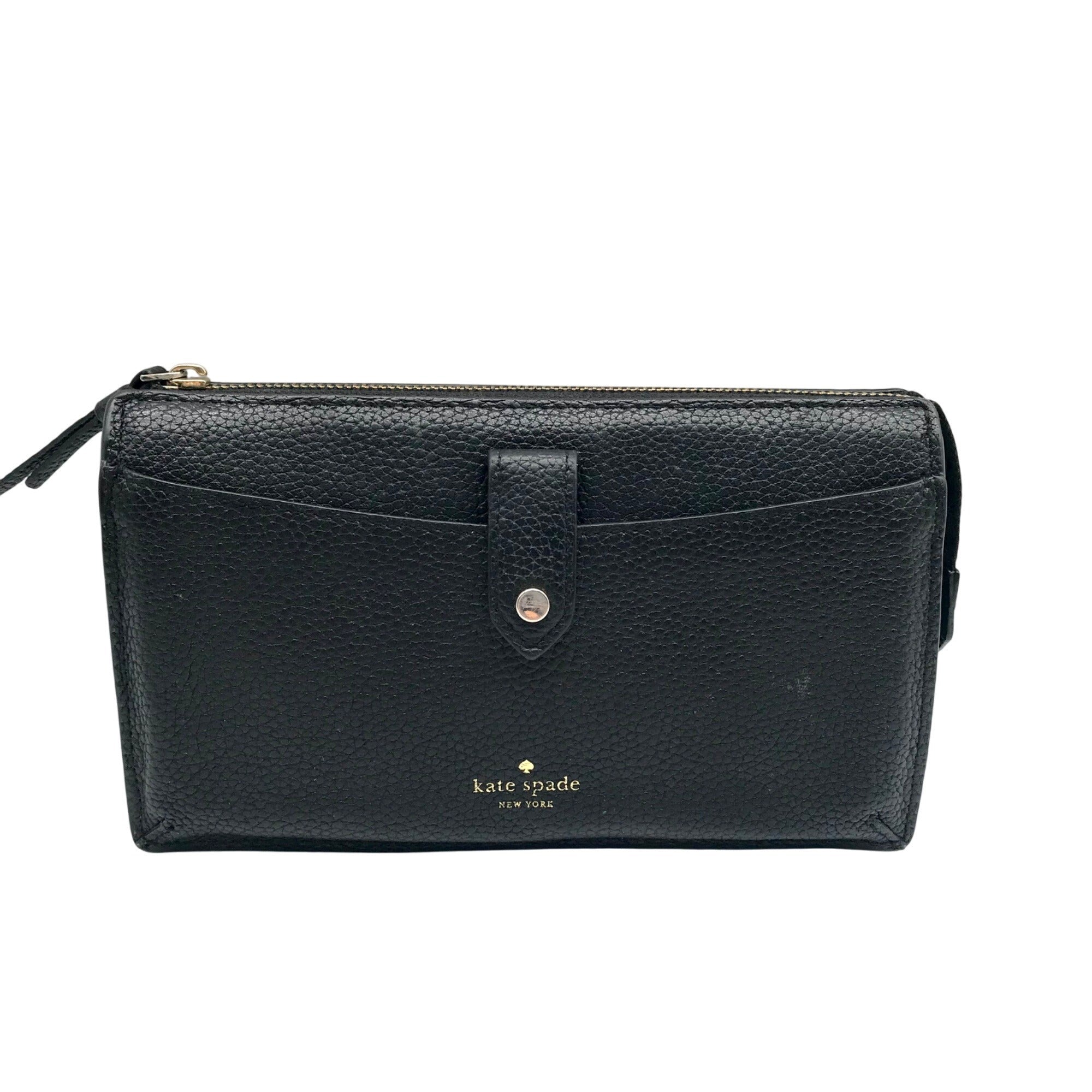 Kate Spade Black Pebbled Leather Larchmont Avenue Alegra crossbody Wallet  