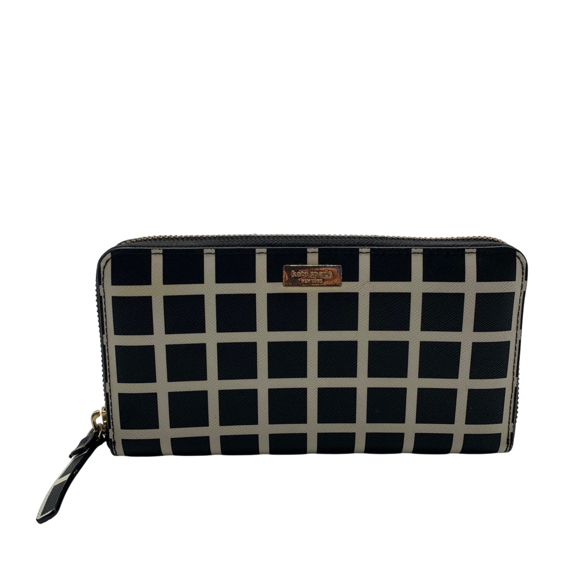 Kate Spade Black & White Saffiano Leather Neda Laurel Way Wallet 