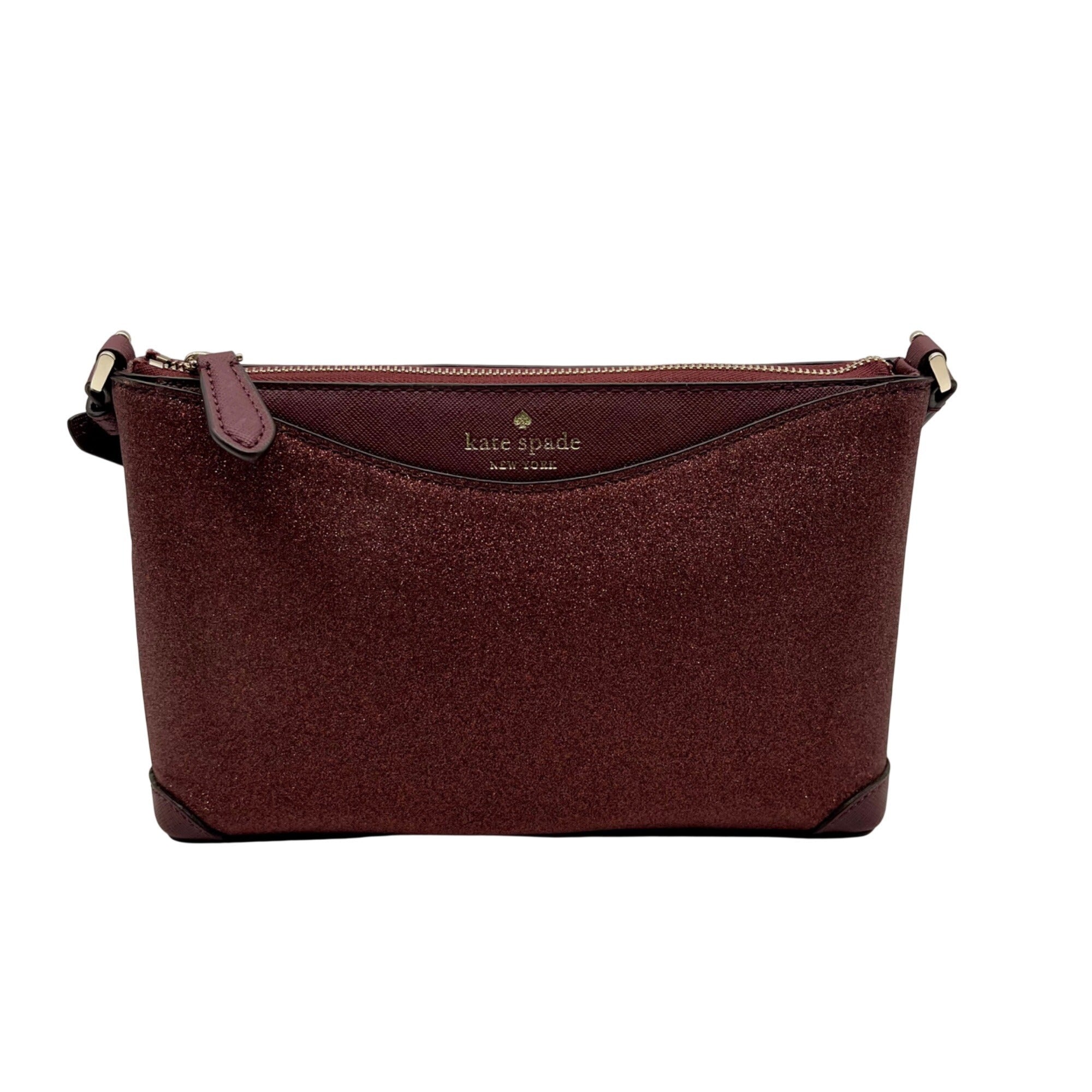Kate Spade Burgundy Glitter Leather Crossbody Bag