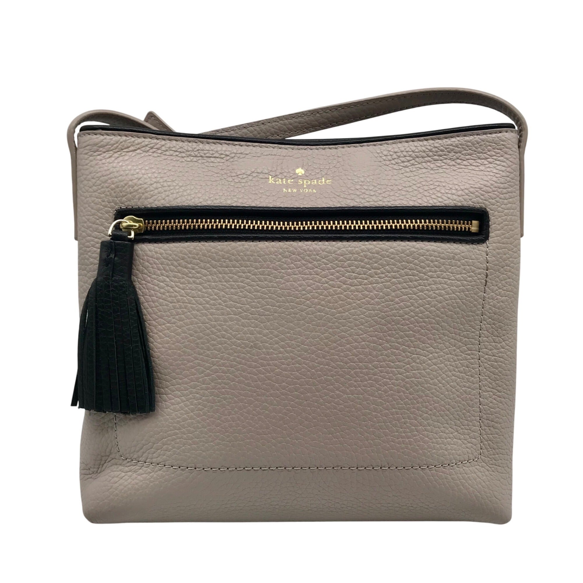 Kate Spade Gray and Black Pebbled Leather Chester Street Dessi Crossbody