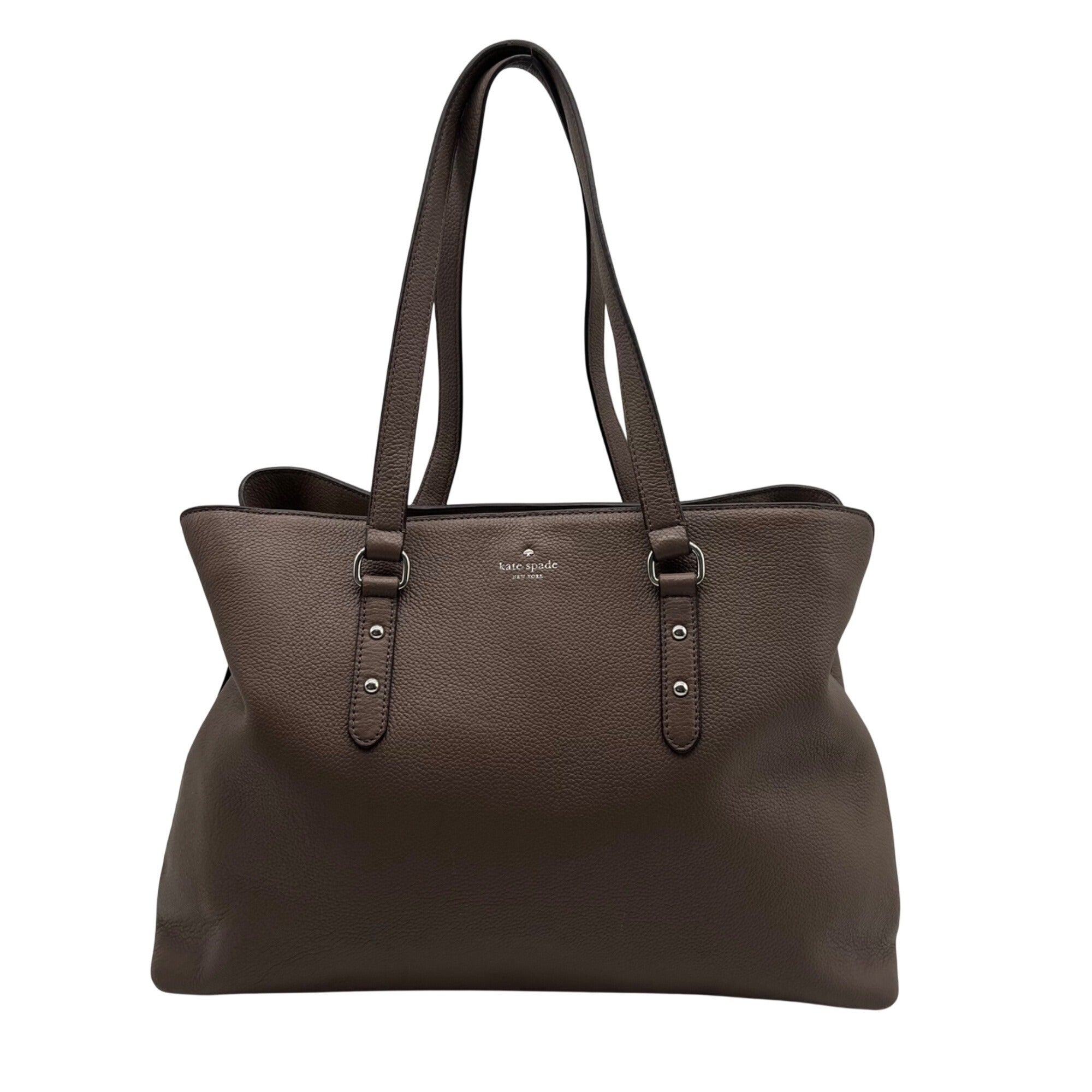 Kate Spade Grayish Pebbled Leather Taupe Color Tote Bag