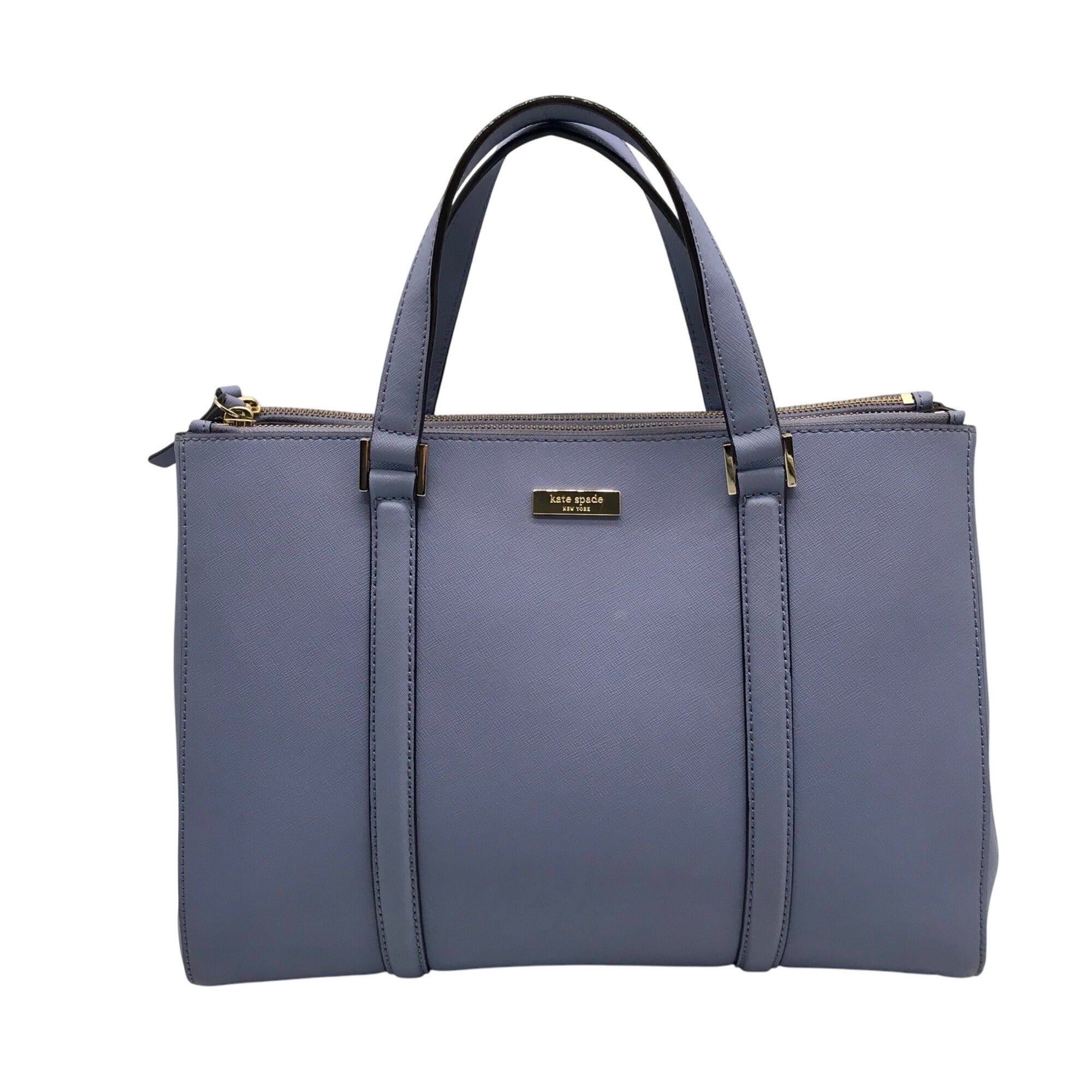 Kate Spade Light Blue Saffiano Leather Leila Triple Compartment Tote Bag
