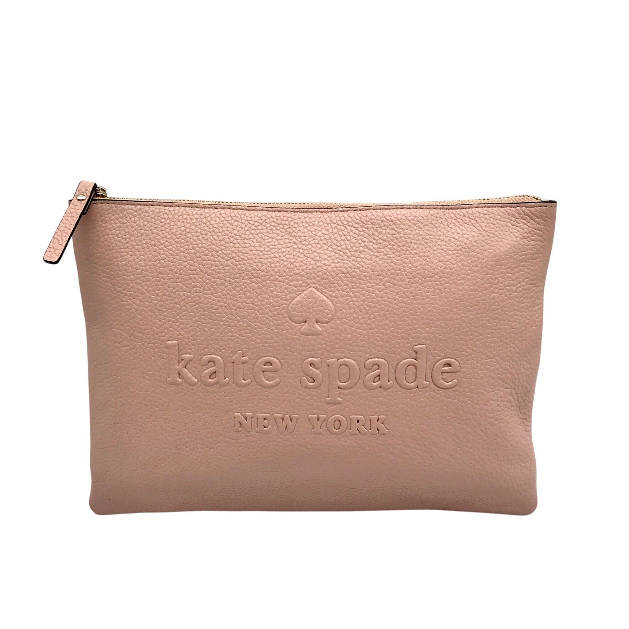 Kate Spade Light Pink Pebbled Leather Sienne Logo Pouch