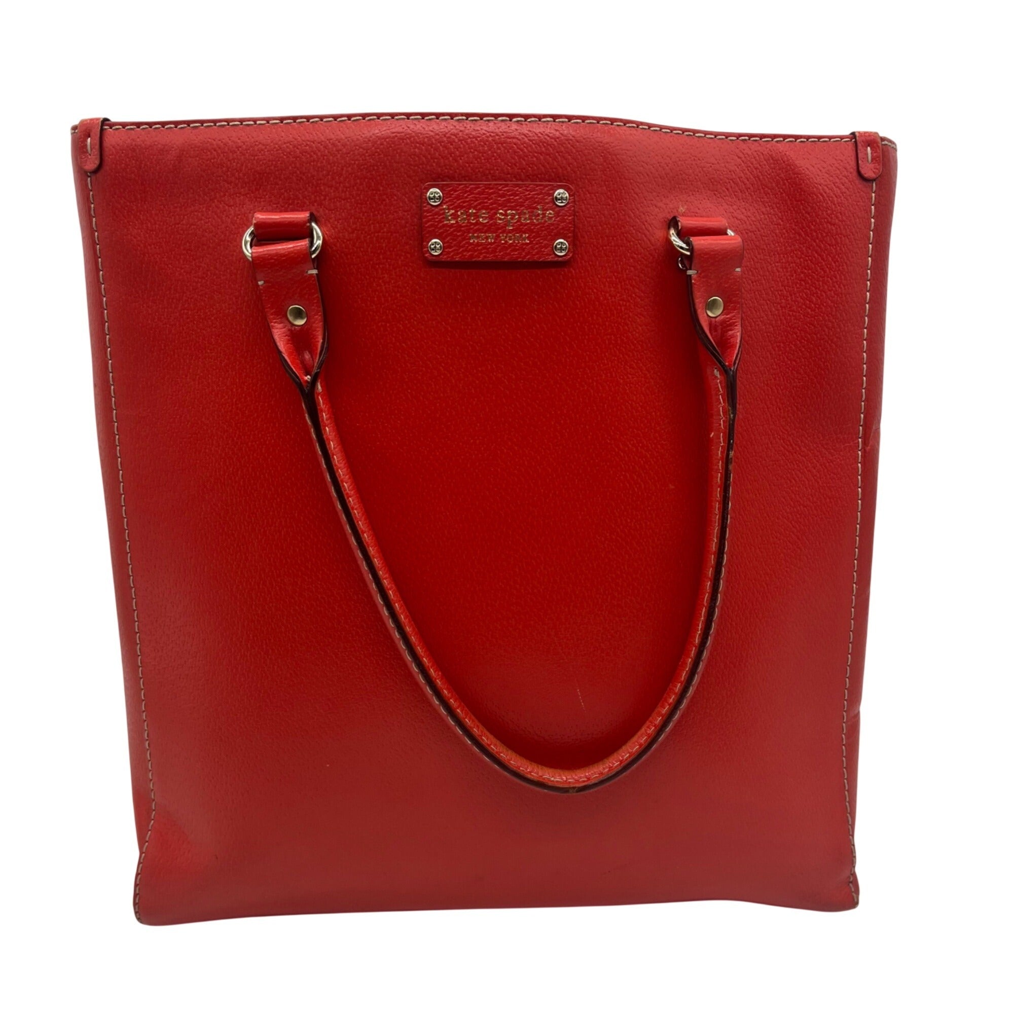 Kate Spade Red Pebbled Grain Leather Tote Bag