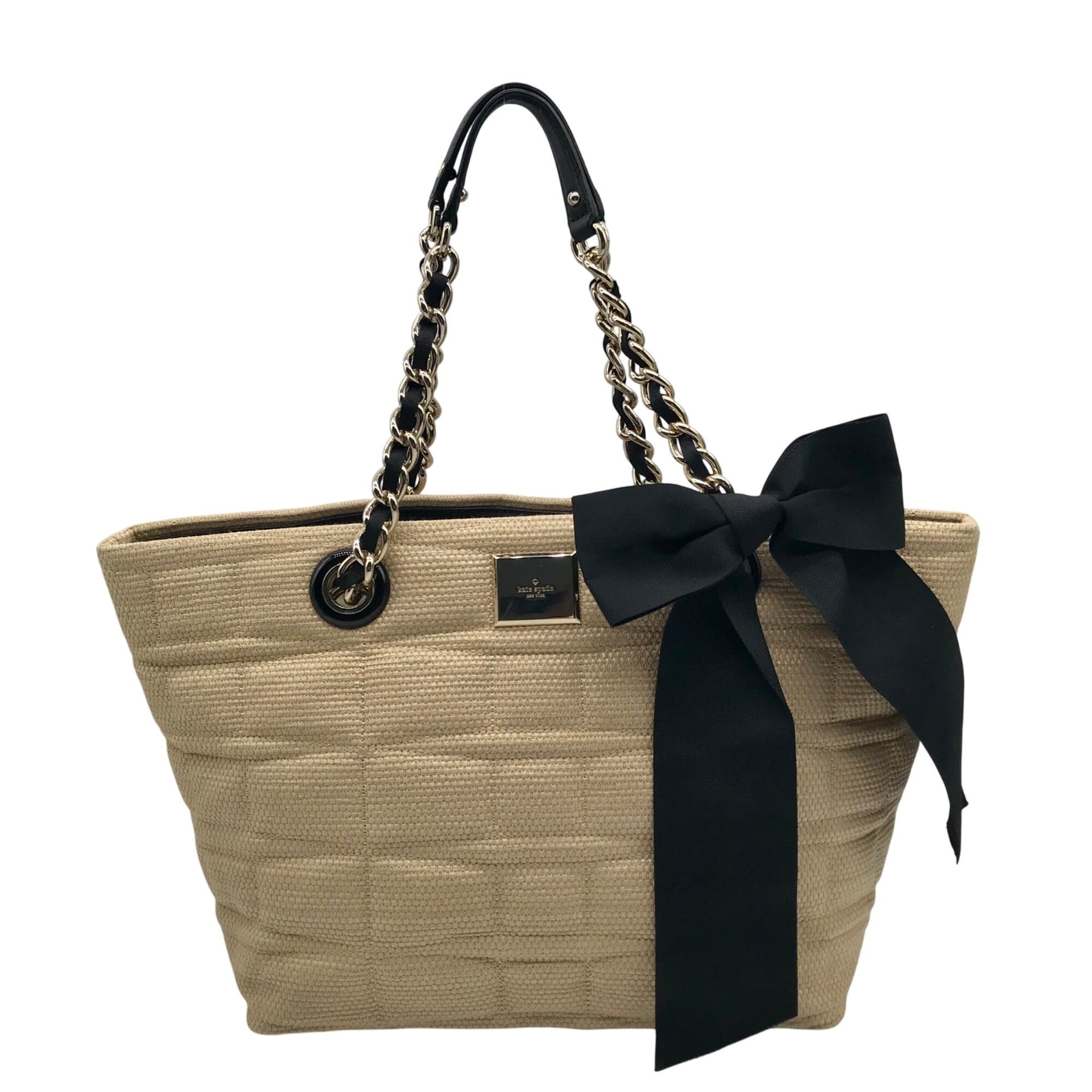 Kate Spade Tan Straw Coal Tote Bag 