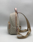 Michael Kors Vanilla And Pink Monogram Logo Erin Backpack Bag