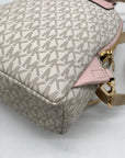 Michael Kors Vanilla And Pink Monogram Logo Erin Backpack Bag