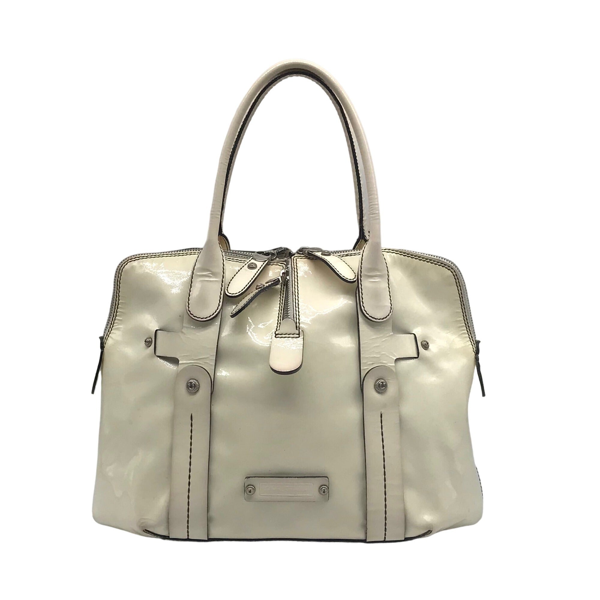 Salvatore Ferragamo White Patent Leather Satchel