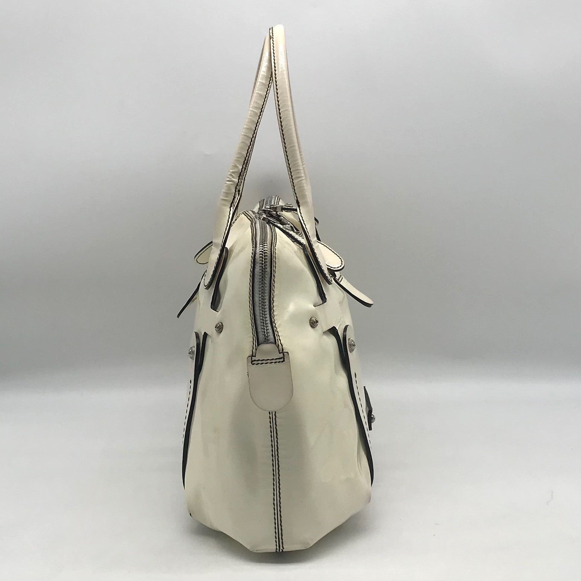 Salvatore Ferragamo White Patent Leather Satchel