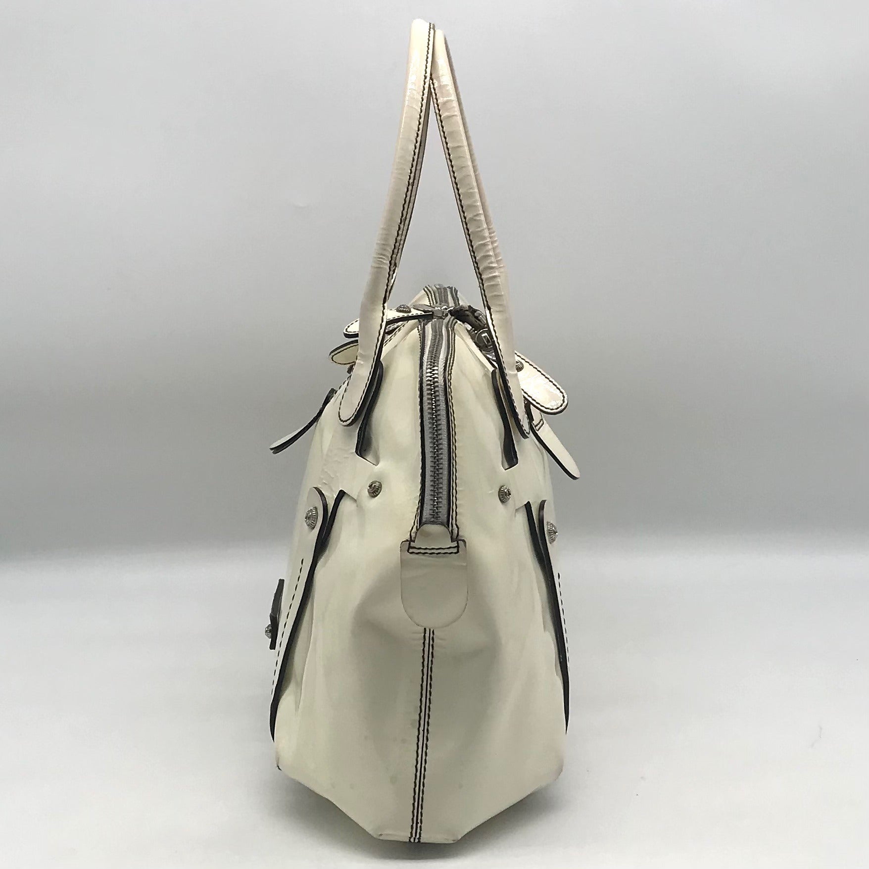 Salvatore Ferragamo White Patent Leather Satchel