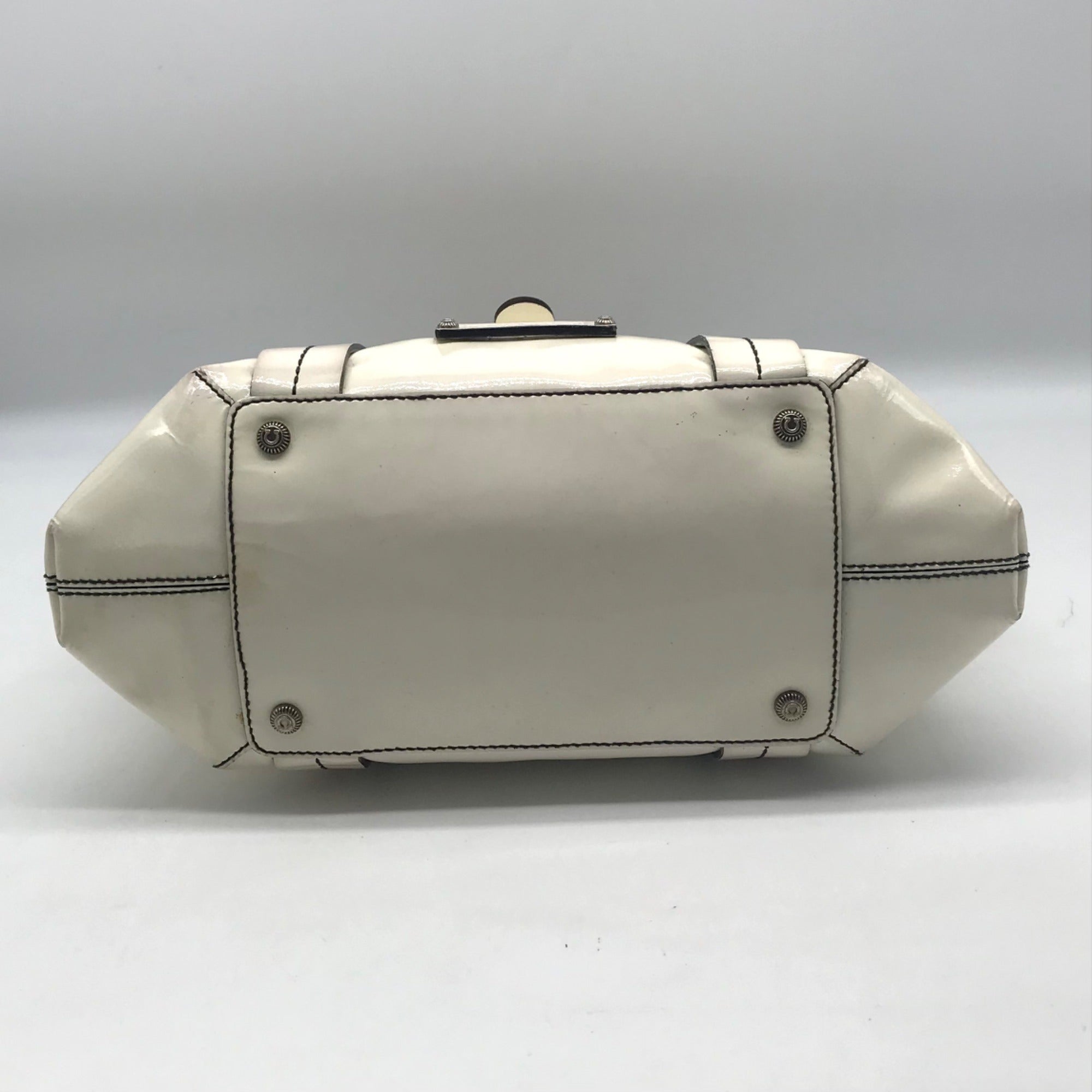 Salvatore Ferragamo White Patent Leather Satchel