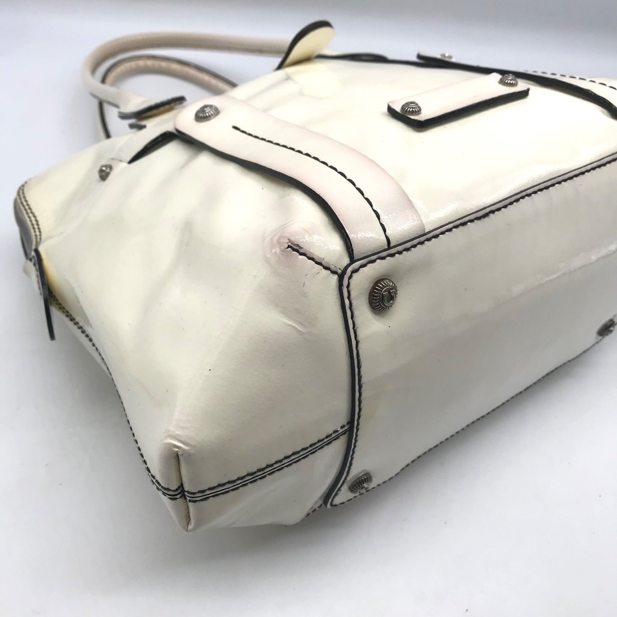 Salvatore Ferragamo White Patent Leather Satchel