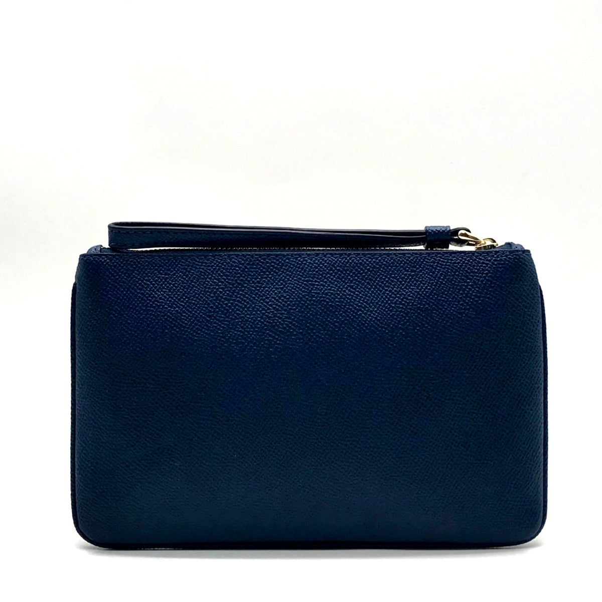 Coach Navy Blue Pebbled Leather Wristlet