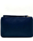 Coach Navy Blue Pebbled Leather Wristlet