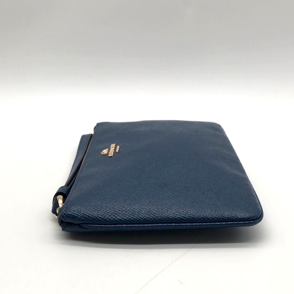 Coach Navy Blue Pebbled Leather Wristlet
