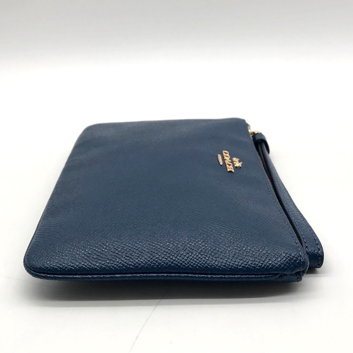 Coach Navy Blue Pebbled Leather Wristlet