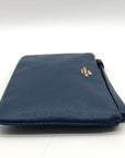 Coach Navy Blue Pebbled Leather Wristlet