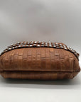 Ameri Leather Brown Studded Tutu Leather Shoulder Bag