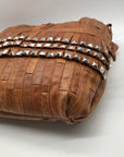 Ameri Leather Brown Studded Tutu Leather Shoulder Bag