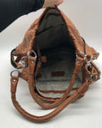 Ameri Leather Brown Studded Tutu Leather Shoulder Bag