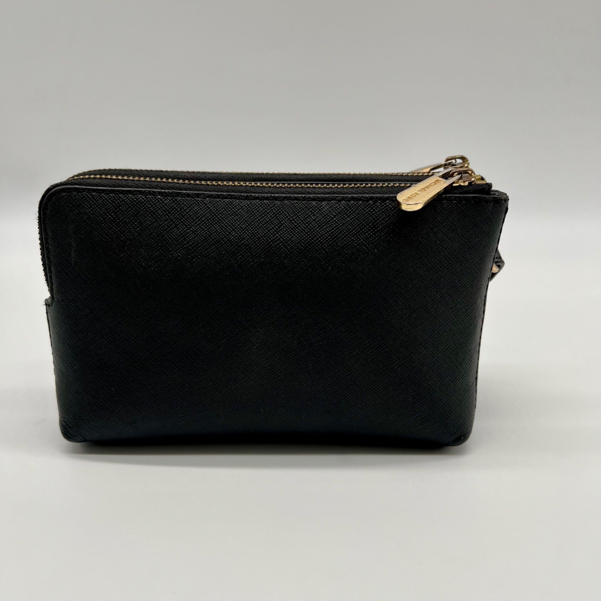 Michael Kors Black Jet Set Travel Double Zip Leather Wristlet