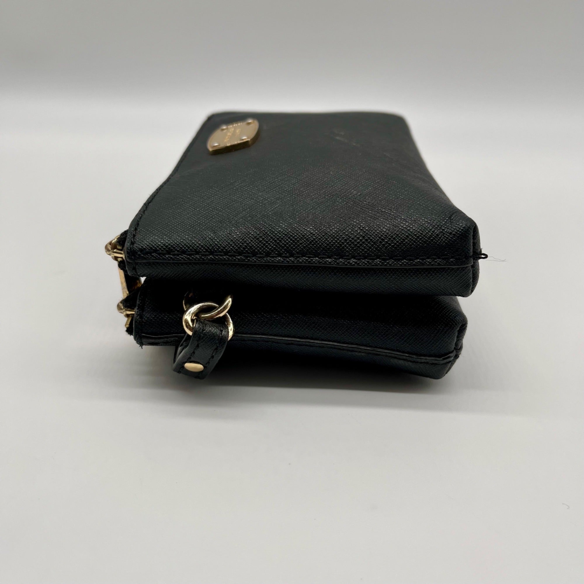 Michael Kors Black Jet Set Travel Double Zip Leather Wristlet