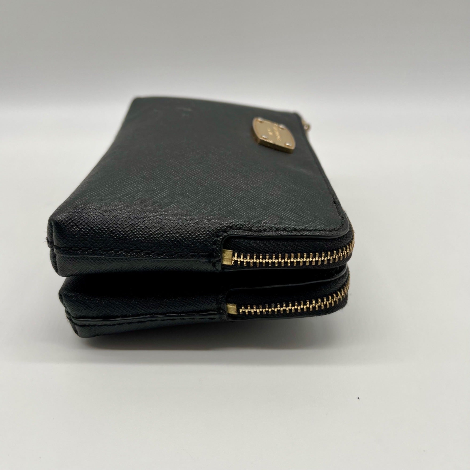Michael Kors Black Jet Set Travel Double Zip Leather Wristlet