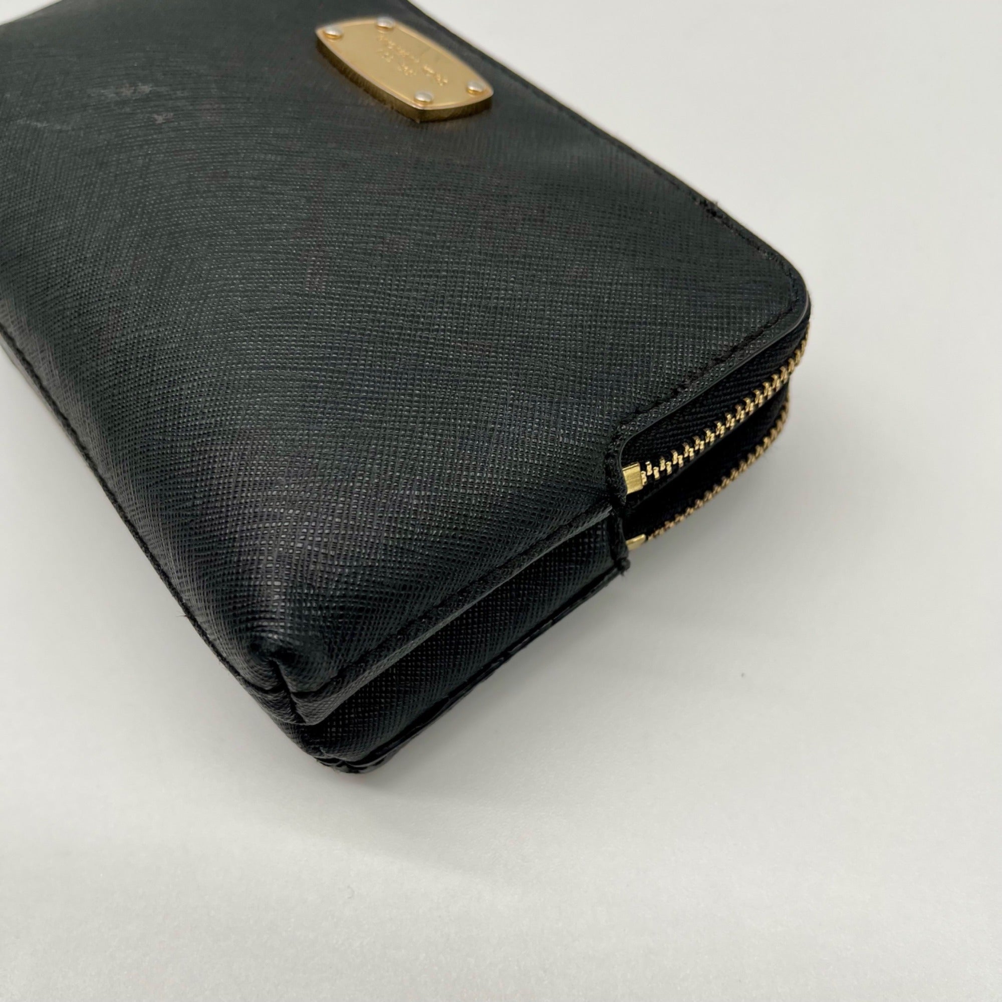 Michael Kors Black Jet Set Travel Double Zip Leather Wristlet