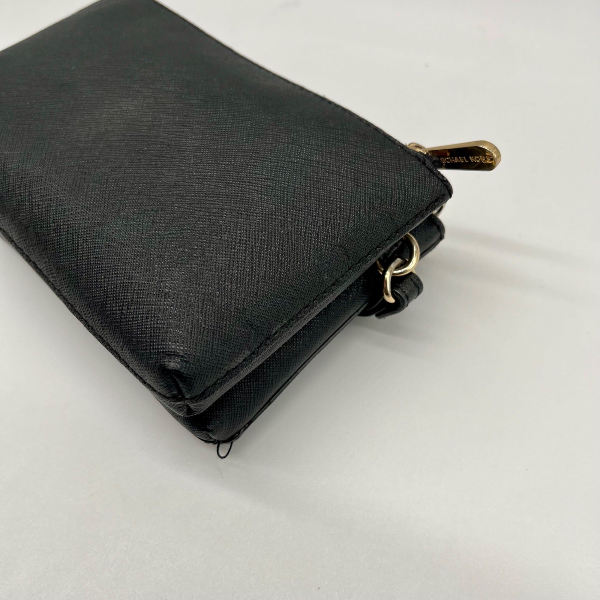 Michael Kors Black Jet Set Travel Double Zip Leather Wristlet