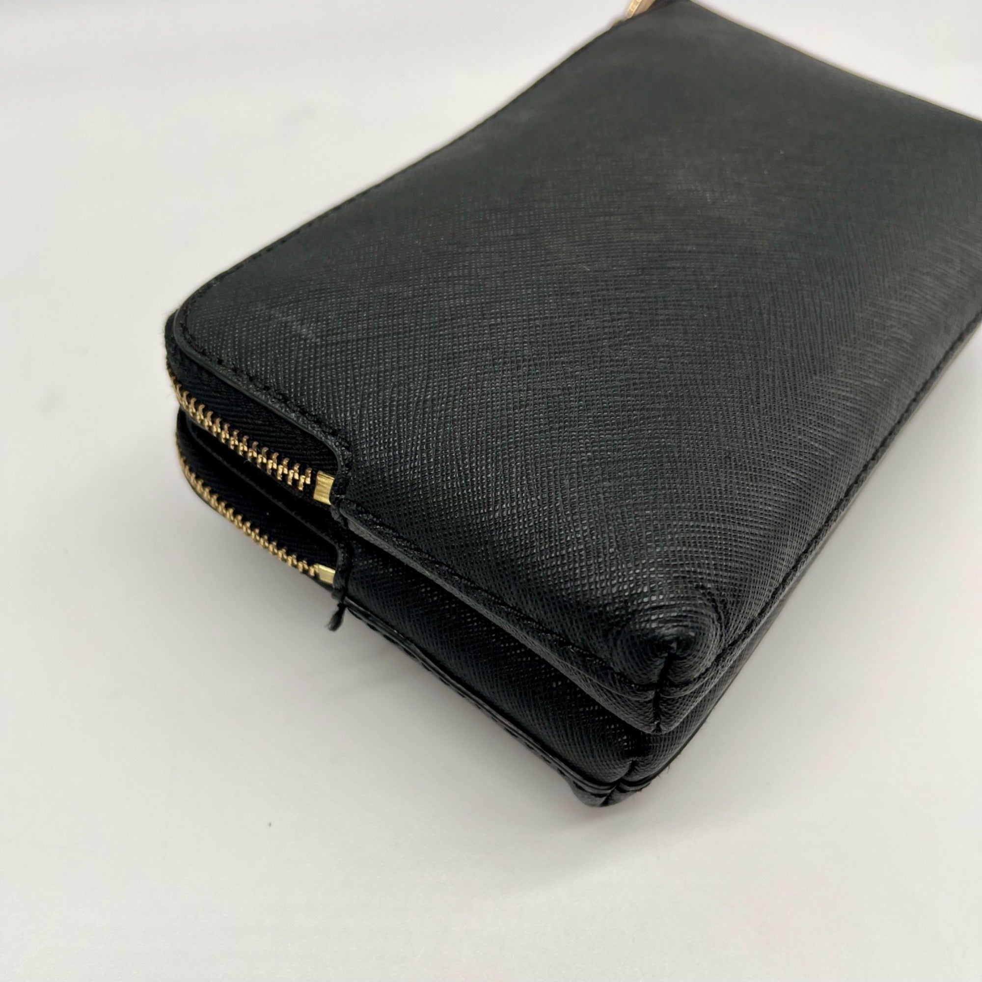 Michael Kors Black Jet Set Travel Double Zip Leather Wristlet