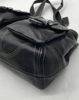 Coach Vintage Black Leather Double Pocket Tote Bag