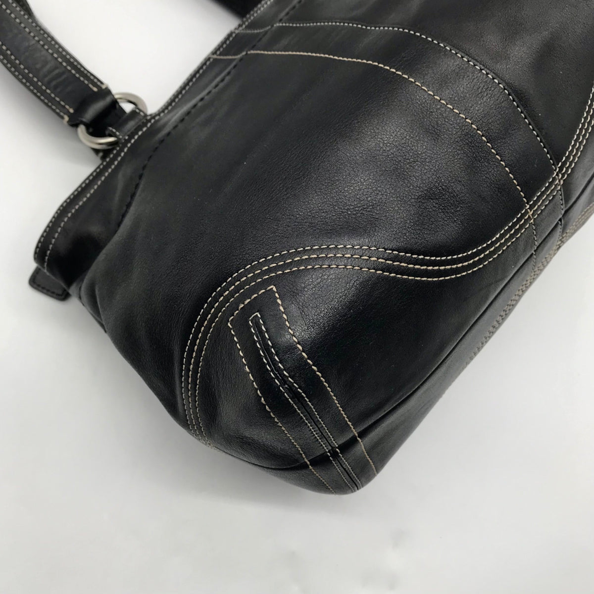 Coach Vintage Black Leather Double Pocket Tote Bag