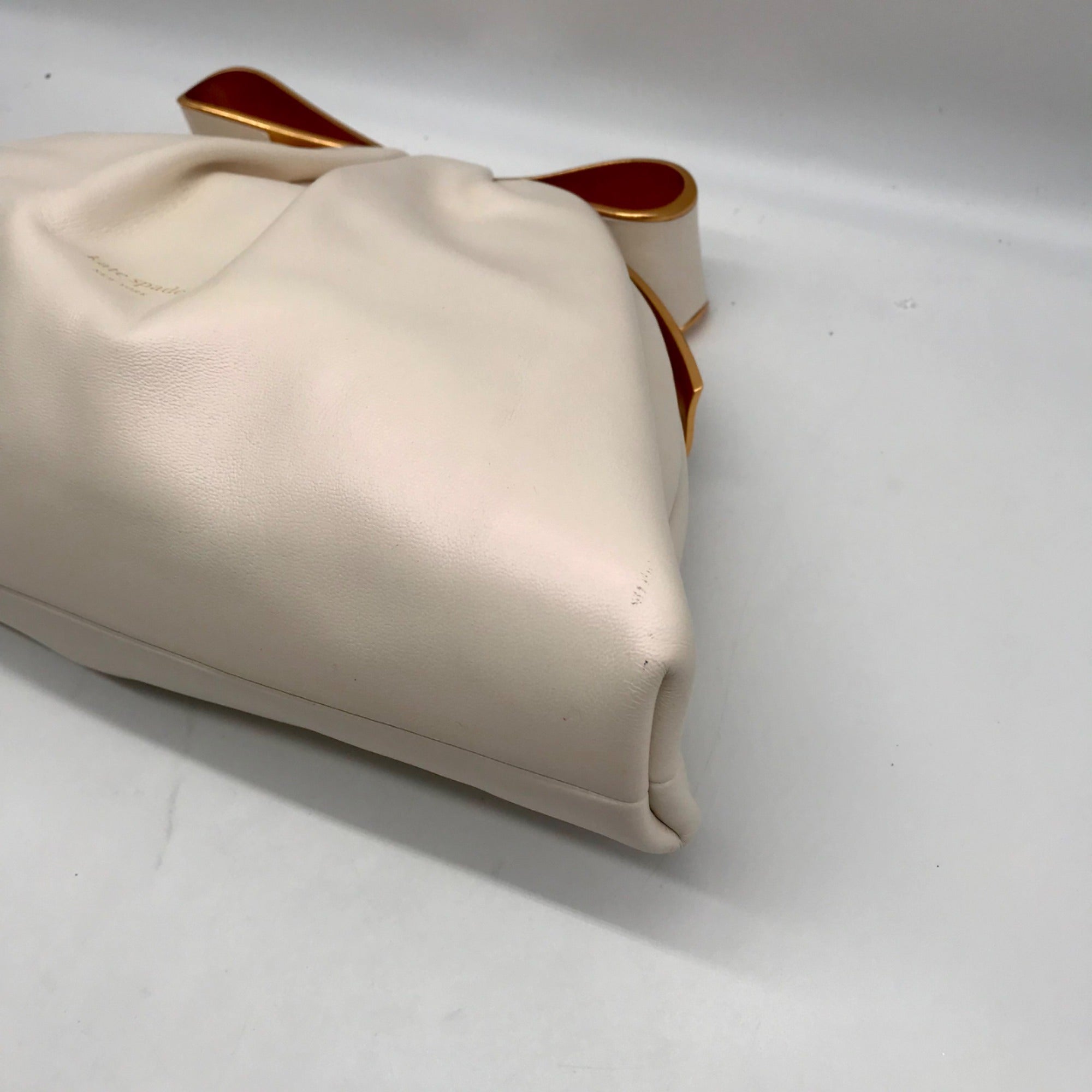 Kate Spade White Bridal Pearlized Leather Bow Frame Crossbody Bag