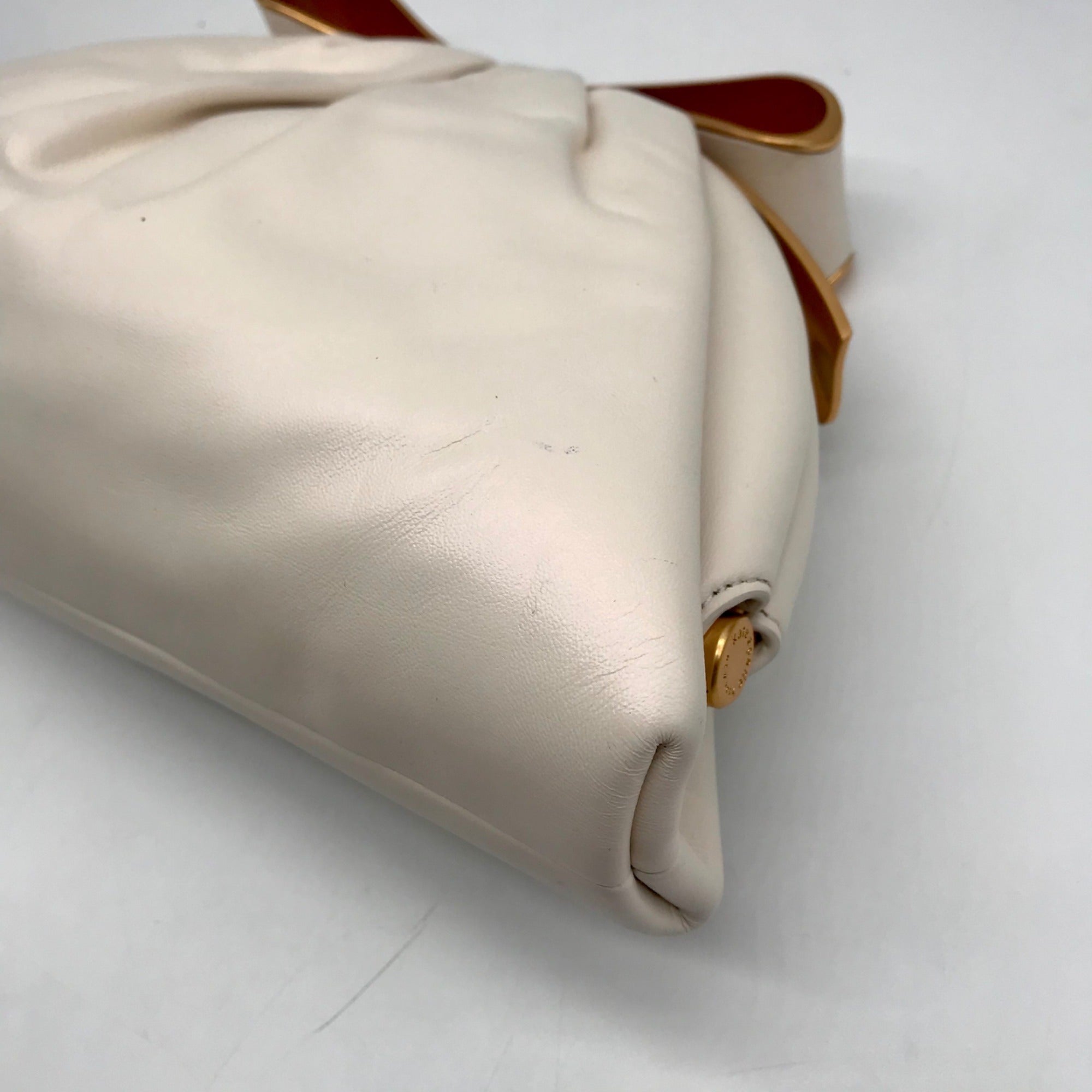 Kate Spade White Bridal Pearlized Leather Bow Frame Crossbody Bag