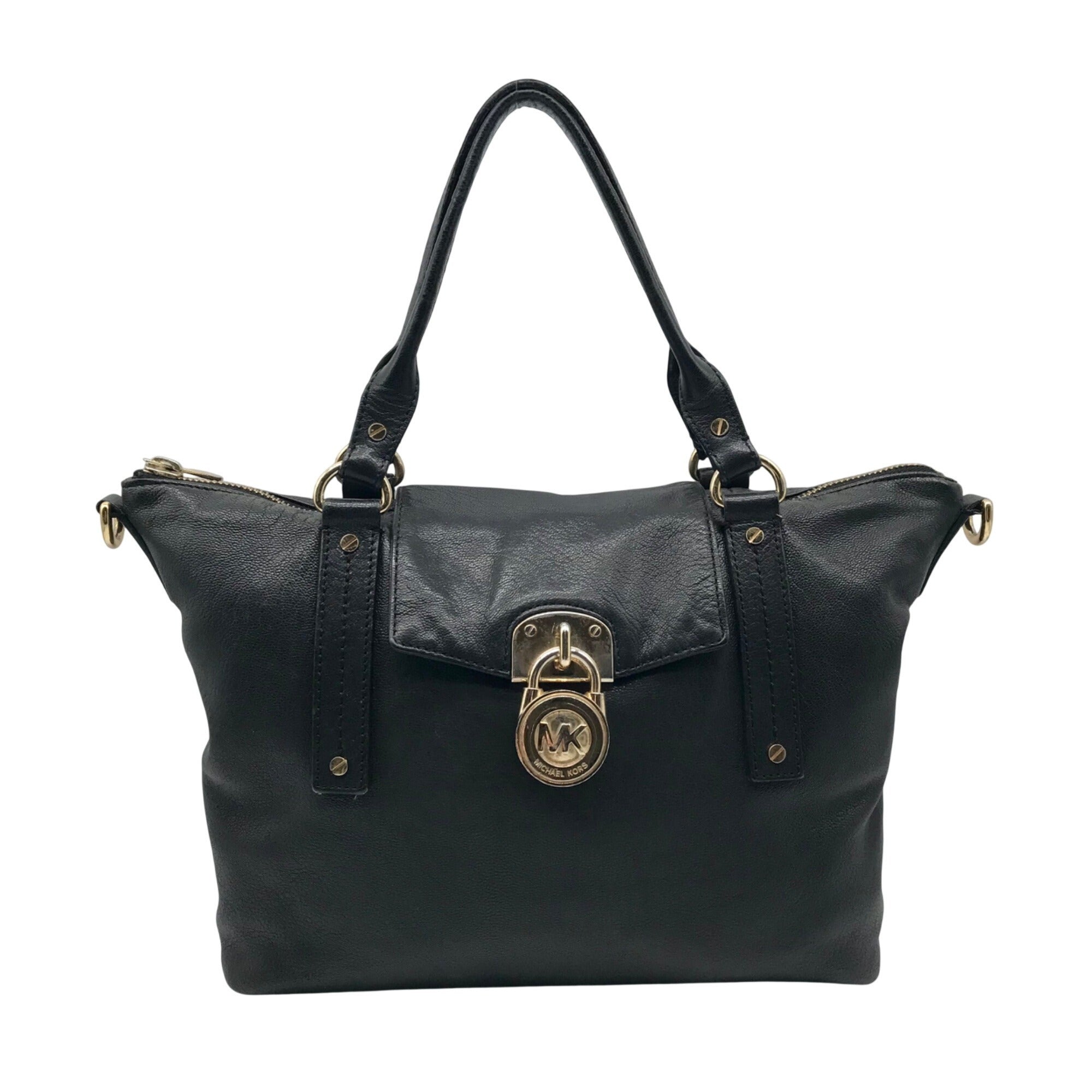 Michael Kors Black Leather Hamilton Satchel Bag