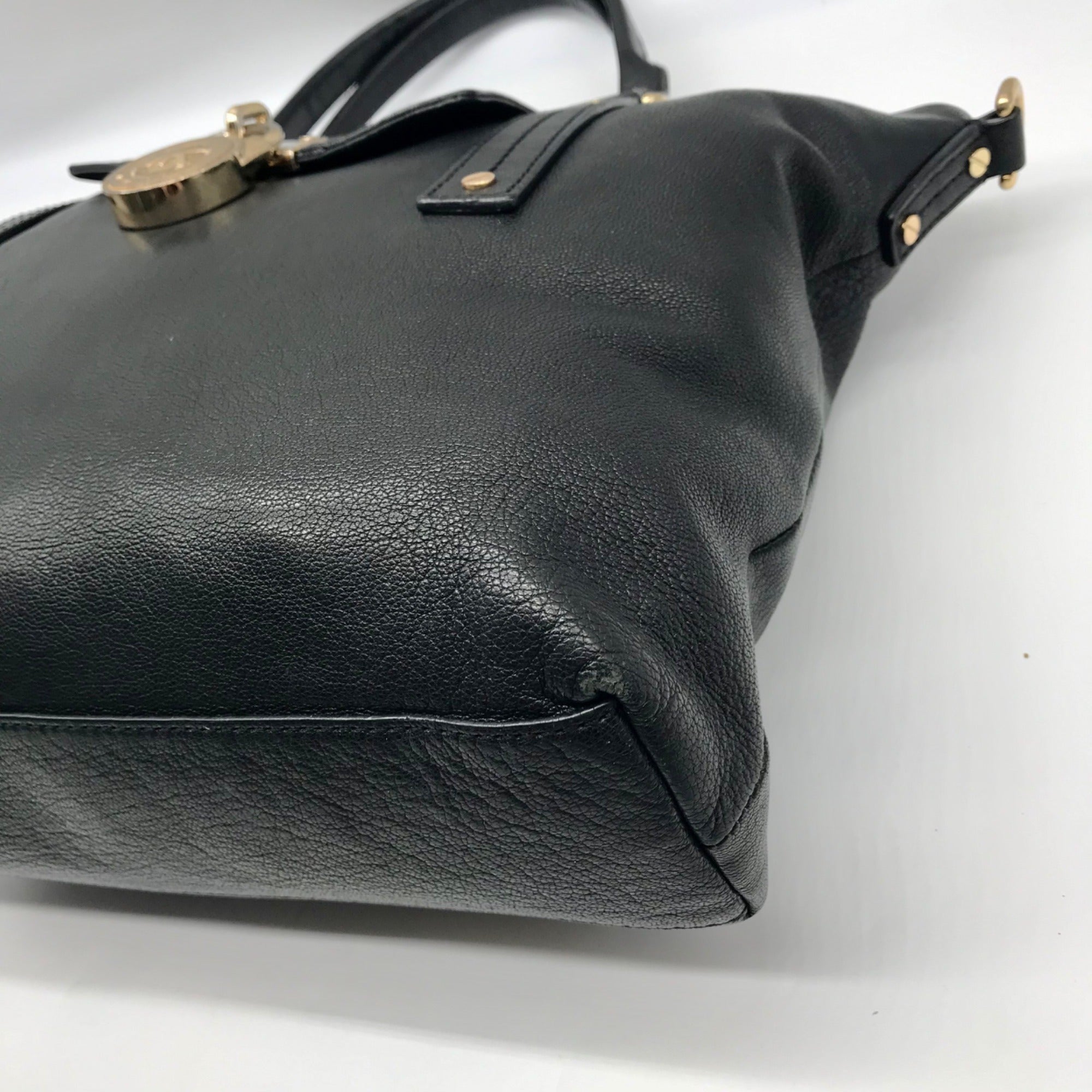 Michael Kors Black Leather Hamilton Satchel Bag