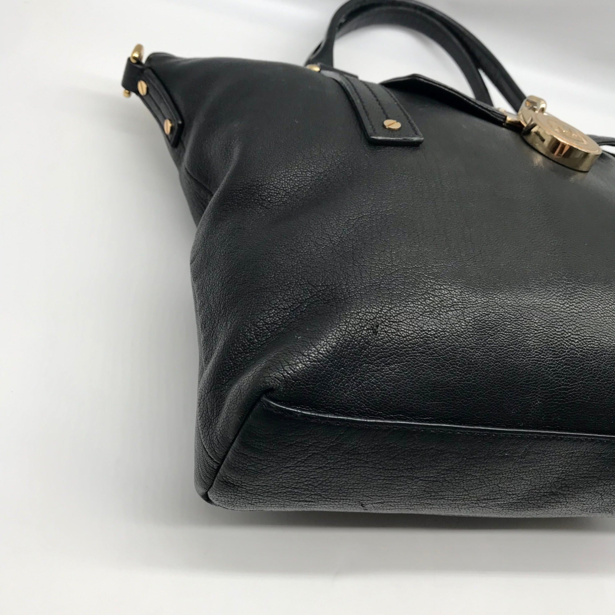 Michael Kors Black Leather Hamilton Satchel Bag