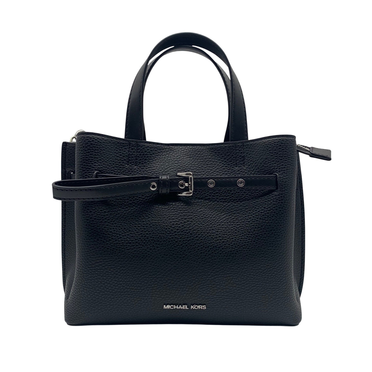 Michael Kors Black Emilia Small Pebbled Leather Satchel Bag